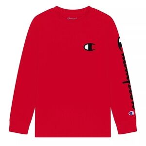 Boys Champion Red Long Sleeve Logo Shirt Size L